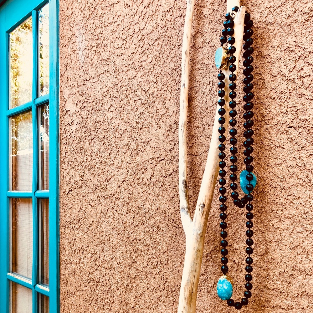 Black Onyx & Raw Turquoise Necklace
